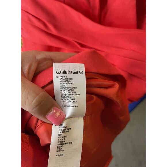 Reiss Women's Red Coral Lola Bandage Cocktail Cap Sleeve Dress Size 2 - Picture 5 of 5